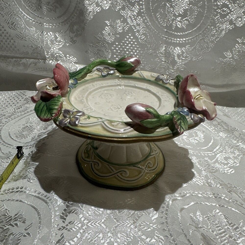 Vintage Fitz and Floyd Rhapsody Collection earthenware pillar candle holder
